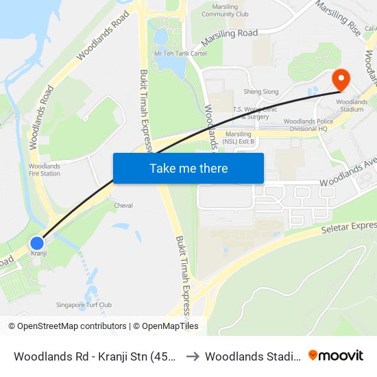 Woodlands Rd - Kranji Stn (45139) to Woodlands Stadium map