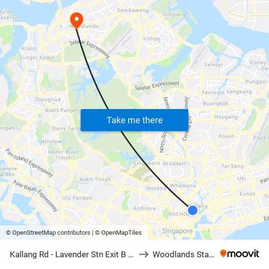 Kallang Rd - Lavender Stn Exit B (01311) to Woodlands Stadium map