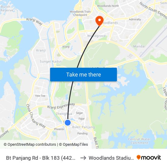 Bt Panjang Rd - Blk 183 (44259) to Woodlands Stadium map