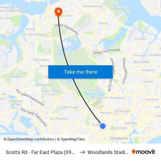 Scotts Rd - Far East Plaza (09219) to Woodlands Stadium map