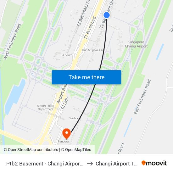 Ptb2 Basement - Changi Airport Ter 2 (95129) to Changi Airport Terminal 4 map