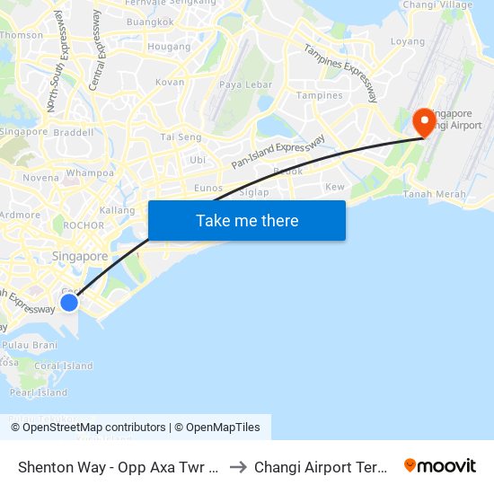 Shenton Way - Opp Axa Twr (03217) to Changi Airport Terminal 4 map