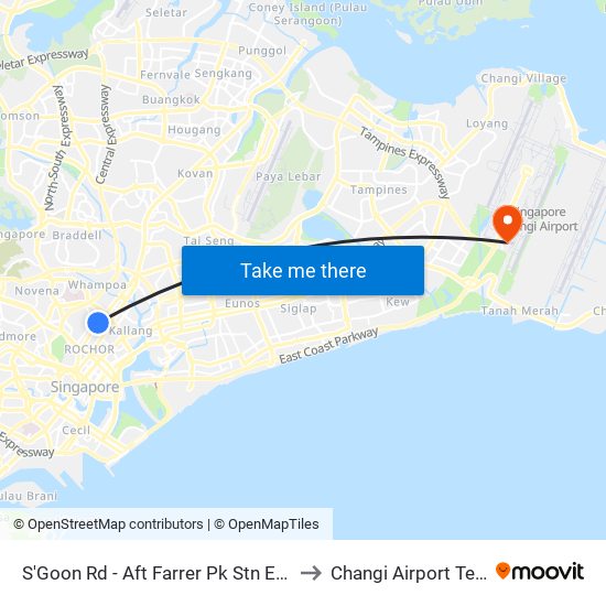 S'Goon Rd - Aft Farrer Pk Stn Exit G (07211) to Changi Airport Terminal 4 map