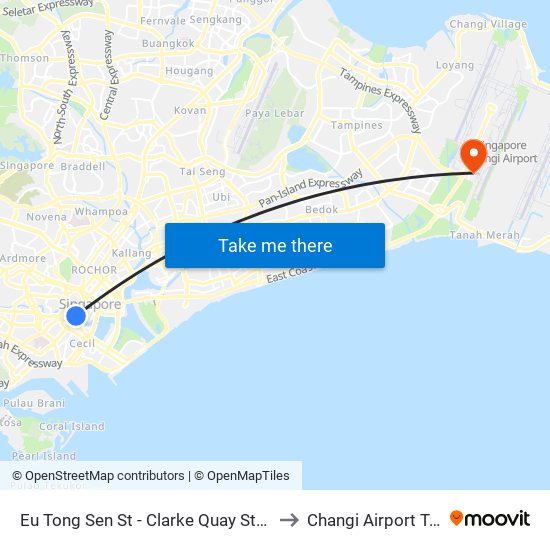 Eu Tong Sen St - Clarke Quay Stn Exit E (04222) to Changi Airport Terminal 4 map