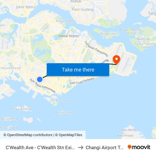 C'Wealth Ave - C'Wealth Stn Exit B/C (11169) to Changi Airport Terminal 4 map