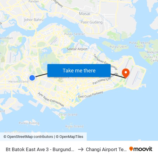 Bt Batok East Ave 3 - Burgundy Hill (42319) to Changi Airport Terminal 4 map