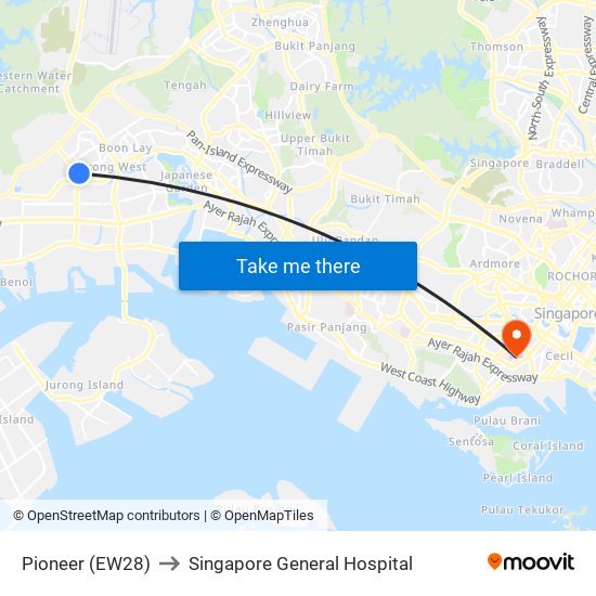 Pioneer (EW28) to Singapore General Hospital map