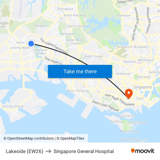 Lakeside (EW26) to Singapore General Hospital map