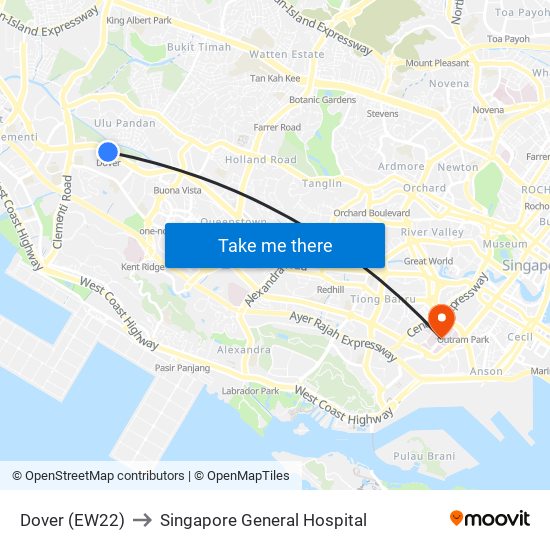 Dover (EW22) to Singapore General Hospital map