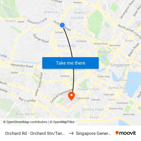 Orchard Rd - Orchard Stn/Tang Plaza (09047) to Singapore General Hospital map