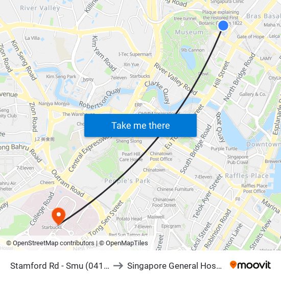 Stamford Rd - Smu (04121) to Singapore General Hospital map