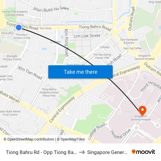 Tiong Bahru Rd - Opp Tiong Bahru Stn (10161) to Singapore General Hospital map