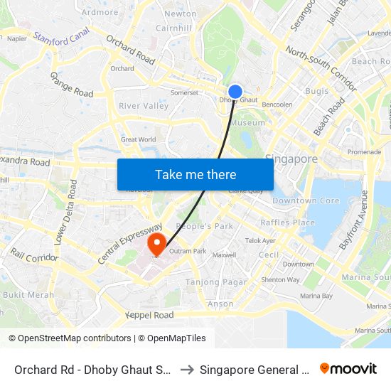 Orchard Rd - Dhoby Ghaut Stn (08057) to Singapore General Hospital map