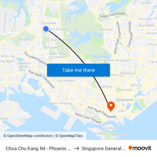 Choa Chu Kang Rd - Phoenix Stn (44141) to Singapore General Hospital map