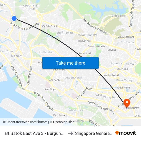 Bt Batok East Ave 3 - Burgundy Hill (42319) to Singapore General Hospital map