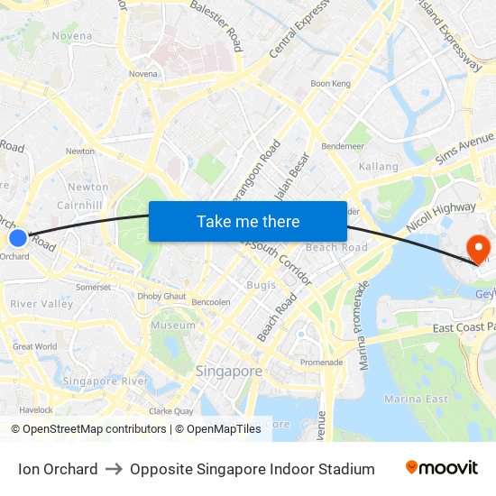 Ion Orchard to Opposite Singapore Indoor Stadium map
