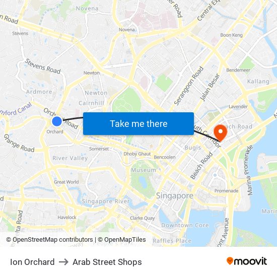 Ion Orchard to Arab Street Shops map