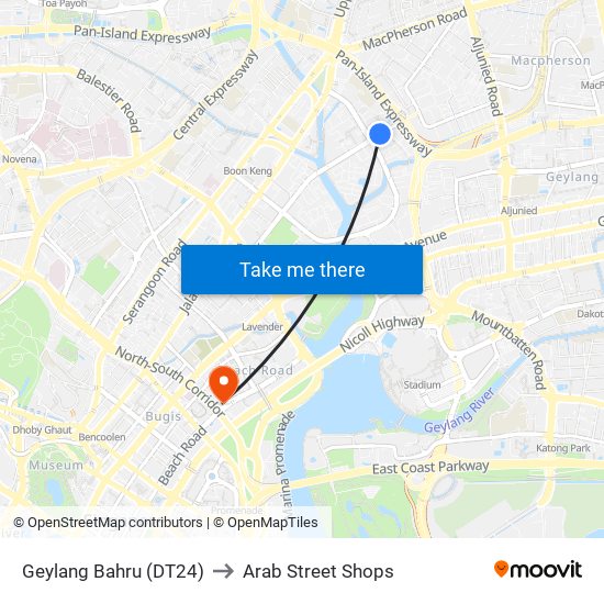 Geylang Bahru (DT24) to Arab Street Shops map
