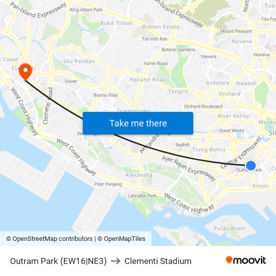 Outram Park (EW16|NE3) to Clementi Stadium map