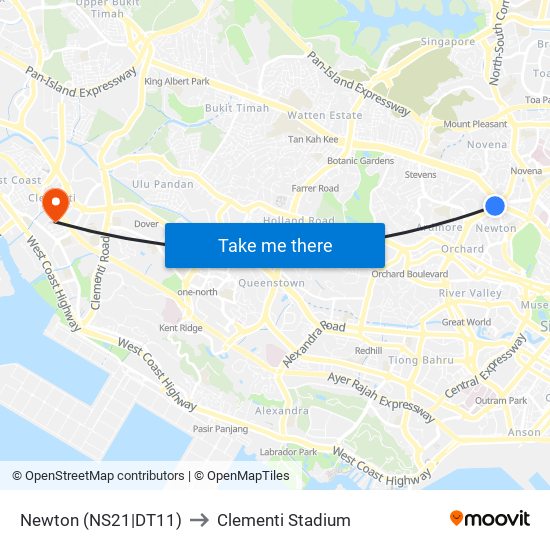 Newton (NS21|DT11) to Clementi Stadium map