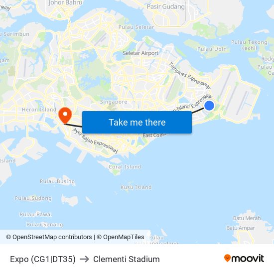 Expo (CG1|DT35) to Clementi Stadium map