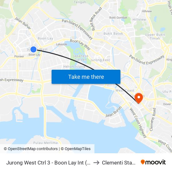 Jurong West Ctrl 3 - Boon Lay Int (22009) to Clementi Stadium map