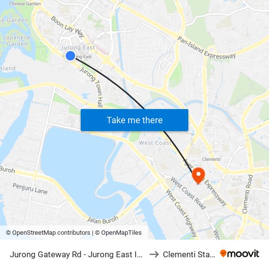 Jurong Gateway Rd - Jurong East Int (28009) to Clementi Stadium map