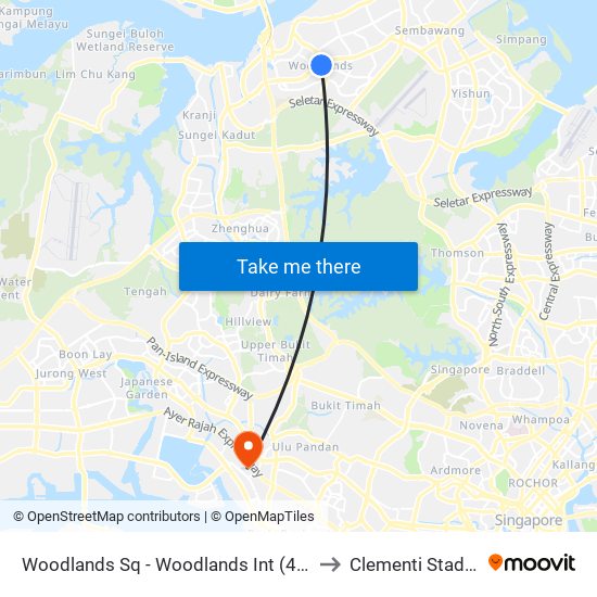 Woodlands Sq - Woodlands Int (46009) to Clementi Stadium map