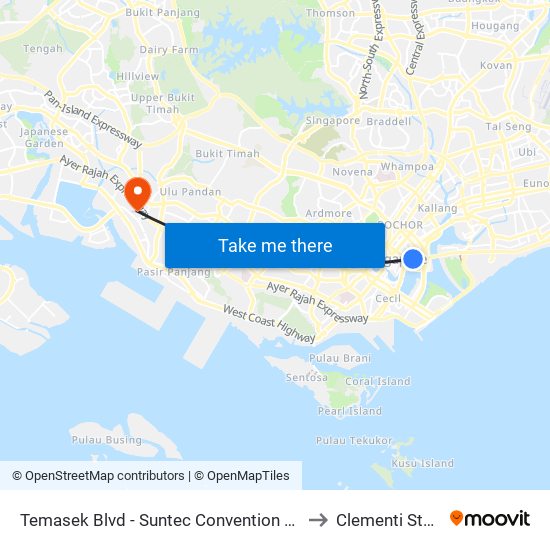 Temasek Blvd - Suntec Convention Ctr (02151) to Clementi Stadium map