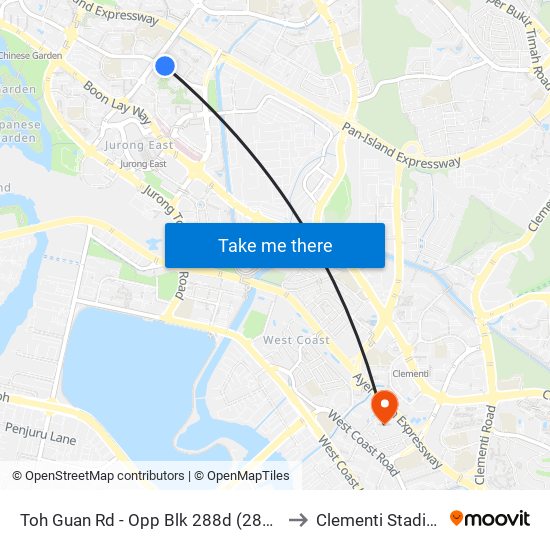 Toh Guan Rd - Opp Blk 288d (28631) to Clementi Stadium map