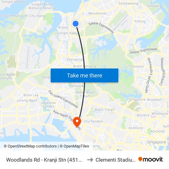 Woodlands Rd - Kranji Stn (45139) to Clementi Stadium map