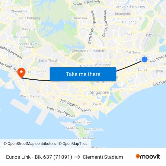 Eunos Link - Blk 637 (71091) to Clementi Stadium map