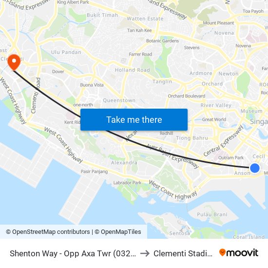 Shenton Way - Opp Axa Twr (03217) to Clementi Stadium map