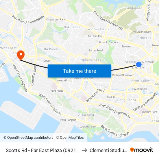 Scotts Rd - Far East Plaza (09219) to Clementi Stadium map