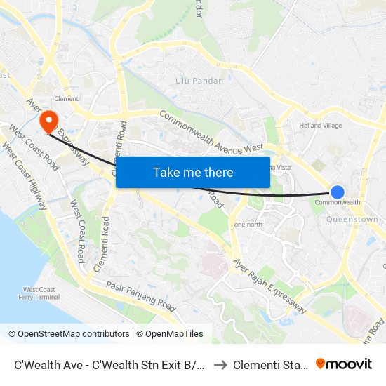 C'Wealth Ave - C'Wealth Stn Exit B/C (11169) to Clementi Stadium map