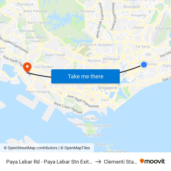 Paya Lebar Rd - Paya Lebar Stn Exit B (81111) to Clementi Stadium map