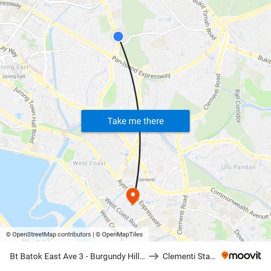 Bt Batok East Ave 3 - Burgundy Hill (42319) to Clementi Stadium map