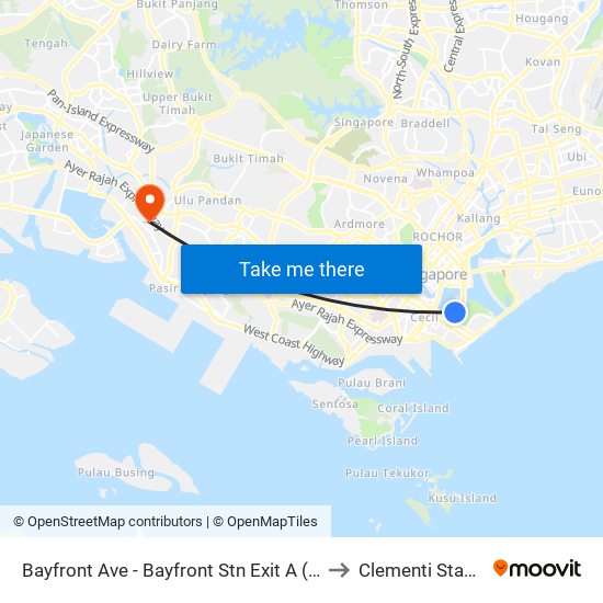 Bayfront Ave - Bayfront Stn Exit A (03519) to Clementi Stadium map