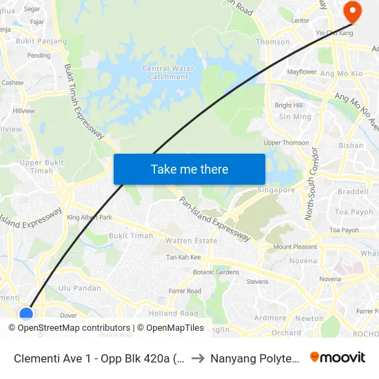 Clementi Ave 1 - Opp Blk 420a (16891) to Nanyang Polytechnic map