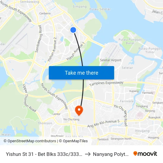 Yishun St 31 - Bet Blks 333c/333d (59641) to Nanyang Polytechnic map
