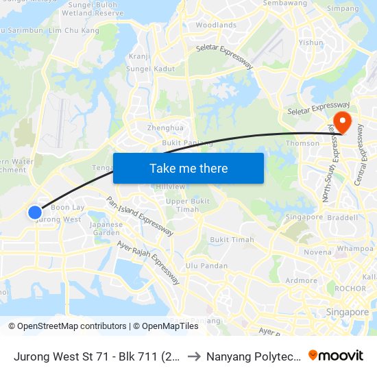 Jurong West St 71 - Blk 711 (27429) to Nanyang Polytechnic map