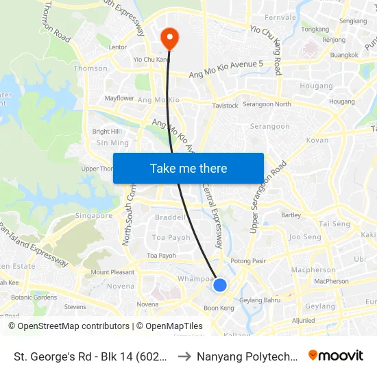 St. George's Rd - Blk 14 (60249) to Nanyang Polytechnic map