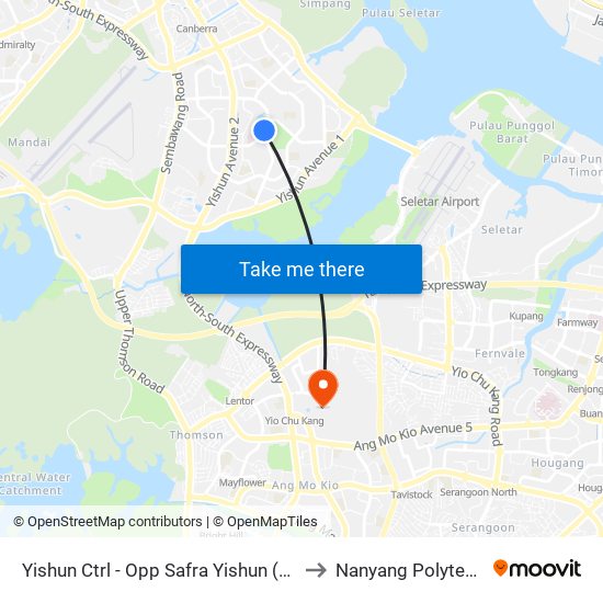 Yishun Ctrl - Opp Safra Yishun (59701) to Nanyang Polytechnic map