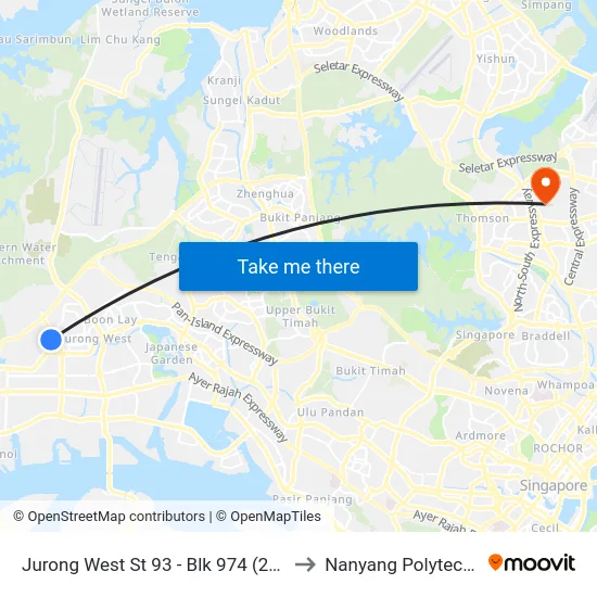 Jurong West St 93 - Blk 974 (27511) to Nanyang Polytechnic map