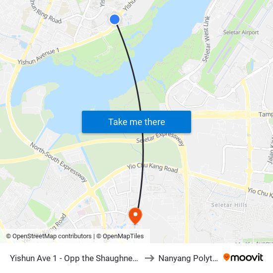 Yishun Ave 1 - Opp the Shaughnessy (59751) to Nanyang Polytechnic map