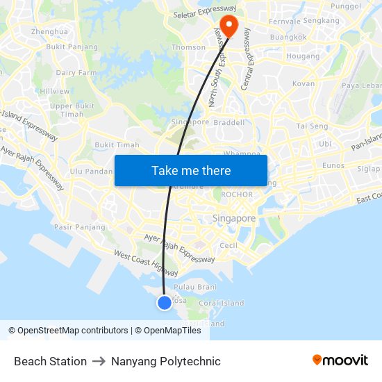 Beach Station to Nanyang Polytechnic map