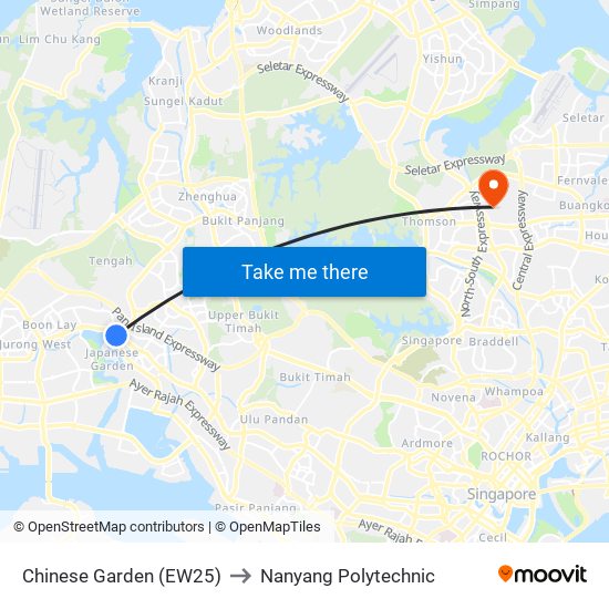 Chinese Garden (EW25) to Nanyang Polytechnic map