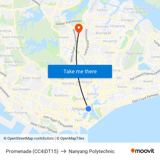 Promenade (CC4|DT15) to Nanyang Polytechnic map