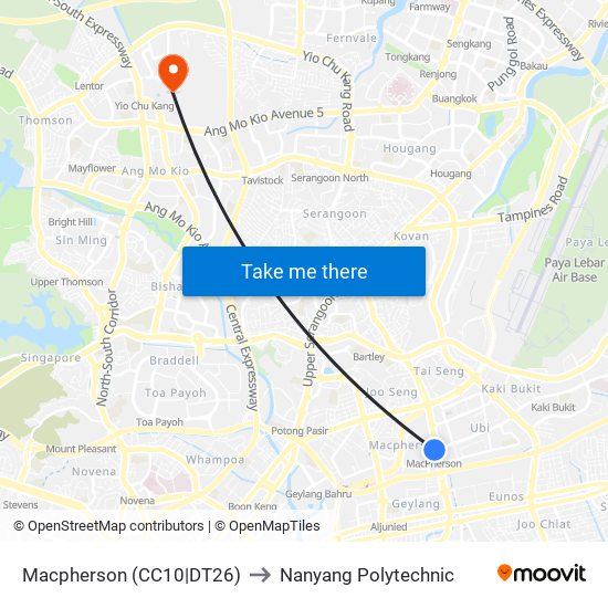 Macpherson (CC10|DT26) to Nanyang Polytechnic map