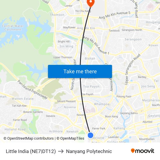 Little India (NE7|DT12) to Nanyang Polytechnic map